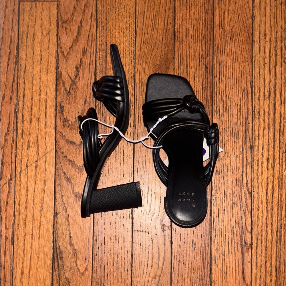 a new day Black Heel Knotted Sandals